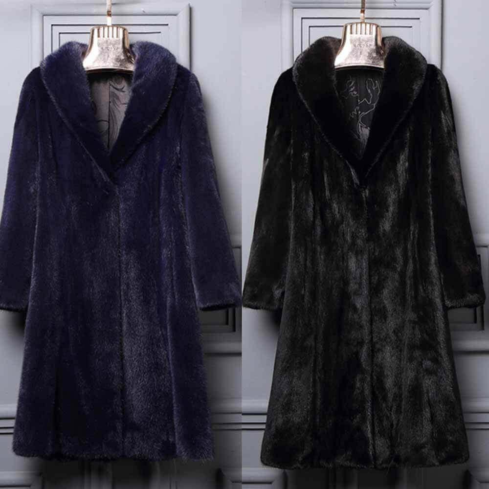 Velvet Slimming Warm Faux Fur Long Coat | Gthic.com