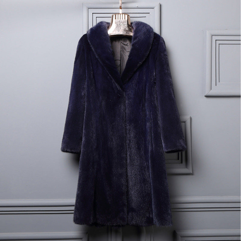 Velvet Slimming Warm Faux Fur Long Coat