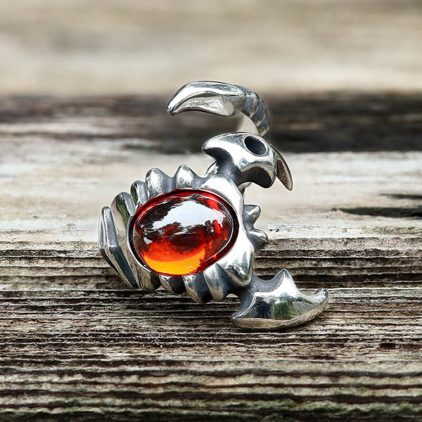 Venomous Scorpion CZ Stainless Steel Animal Ring01 red| Gthic.com