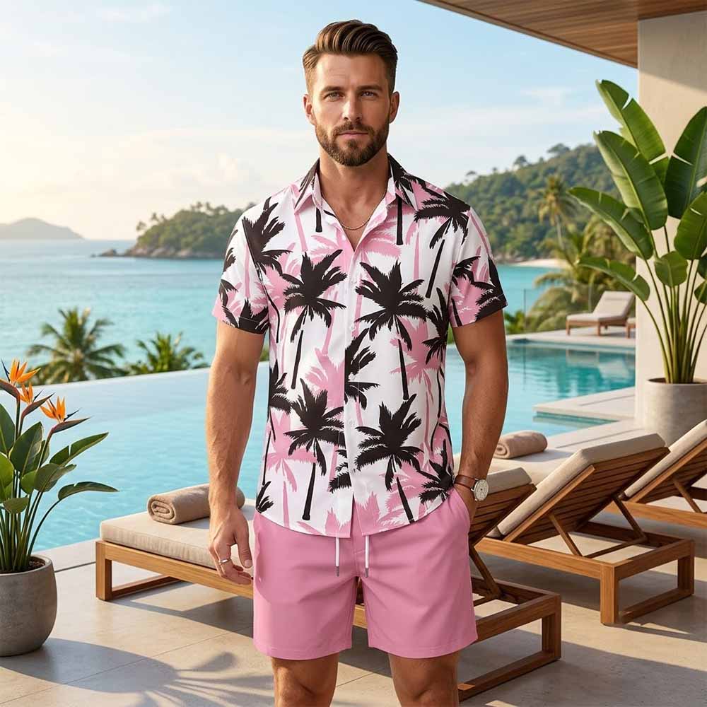 Versatile Beach Tree Print Vacation Shirt And Shorts Set | Gthic.com