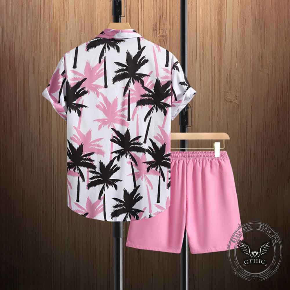 Versatile Beach Tree Print Vacation Shirt And Shorts Set | Gthic.com