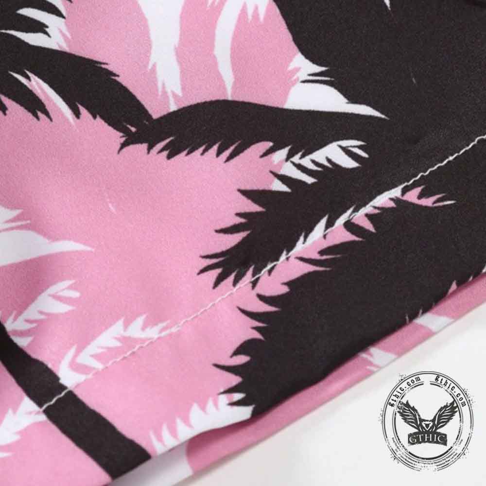Versatile Beach Tree Print Vacation Shirt And Shorts Set