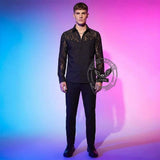 Versatile Distinctive Lace Paneling Long-Sleeve Shirt