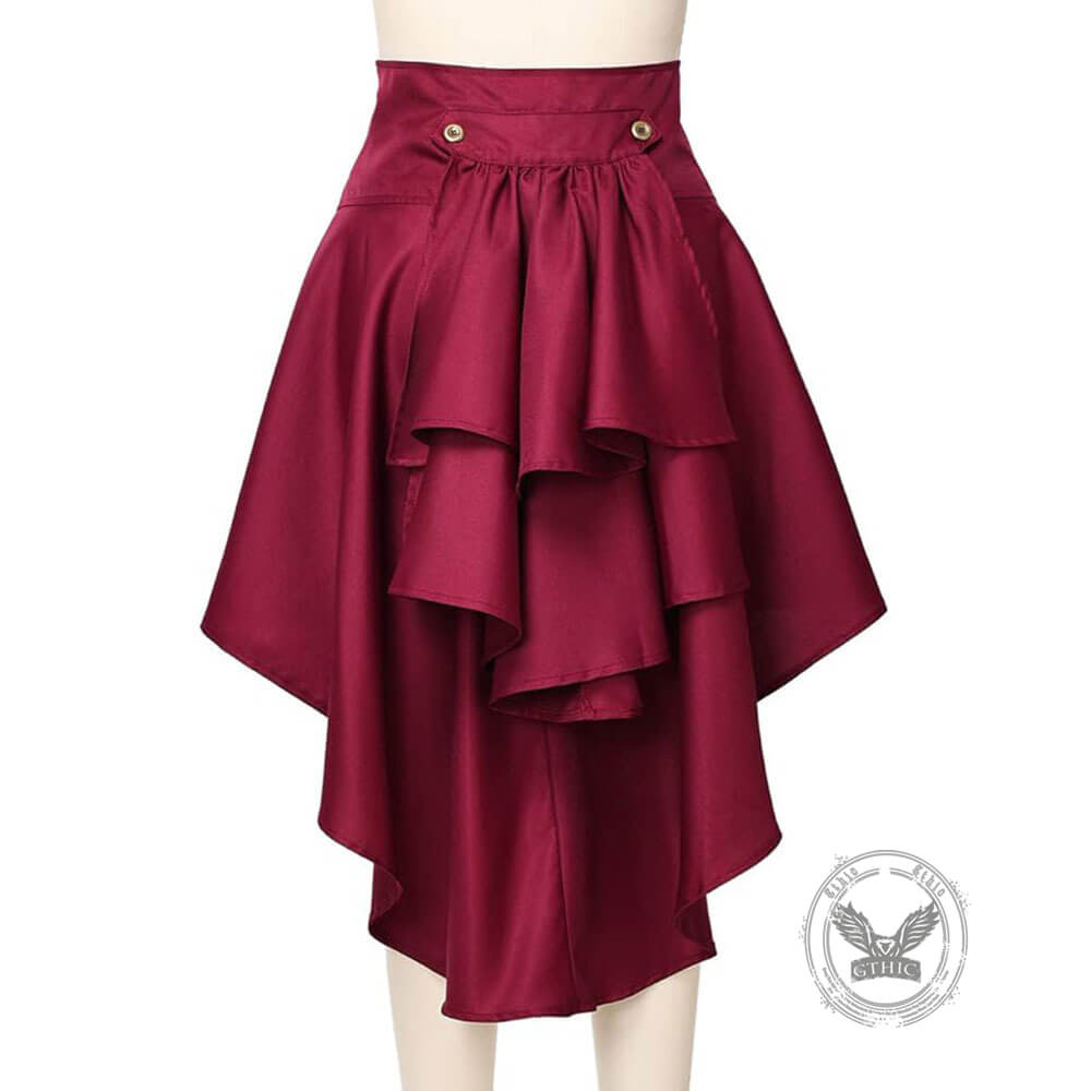 Versatile Fitted Waist Slimming Ruffled Skirt