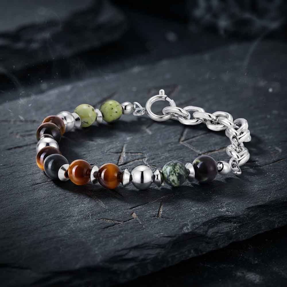 Versatile Natural Stone Beads Stainless Steel Bracelet