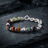 Herren-Perlenarmband aus Edelstahl mit Kreuzschädel-Motiv