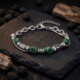 Herren-Perlenarmband aus Edelstahl mit Kreuzschädel-Motiv