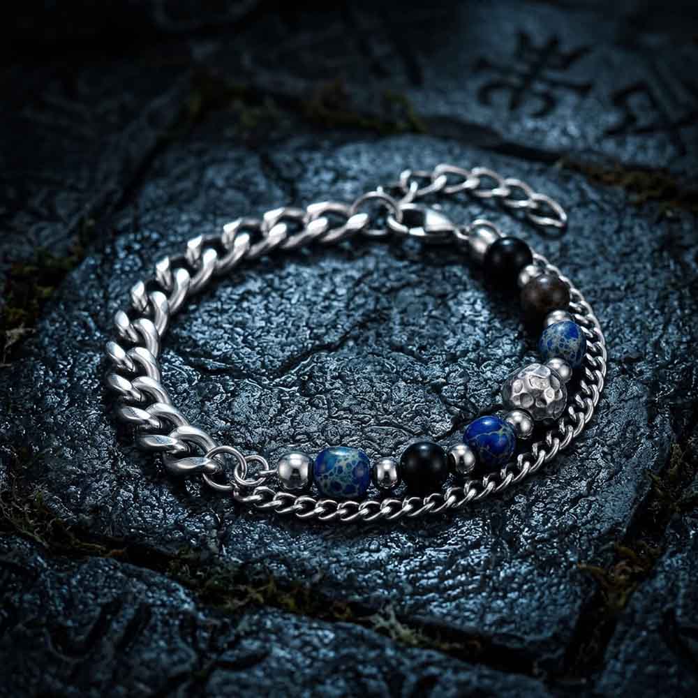 Versatile Natural Stone Beads Stainless Steel Bracelet