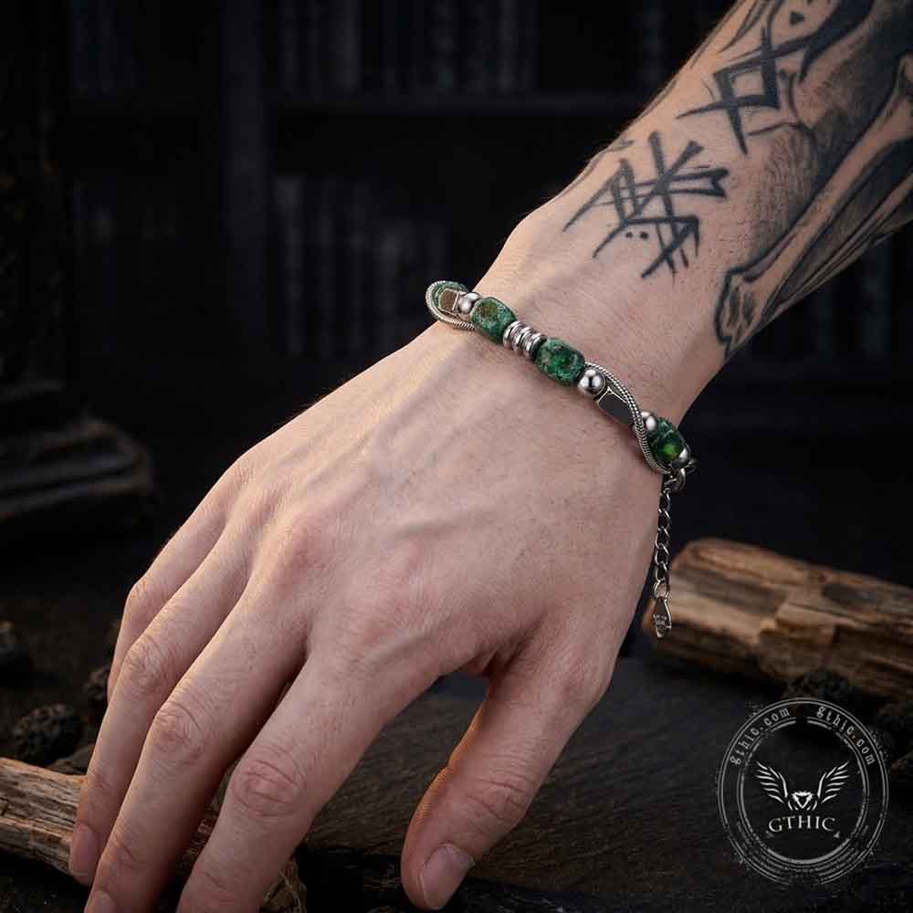 Versatile Natural Stone Beads Stainless Steel Bracelet | Gthic.com