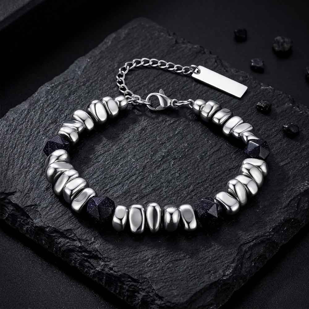 Versatile Natural Stone Beads Stainless Steel Bracelet