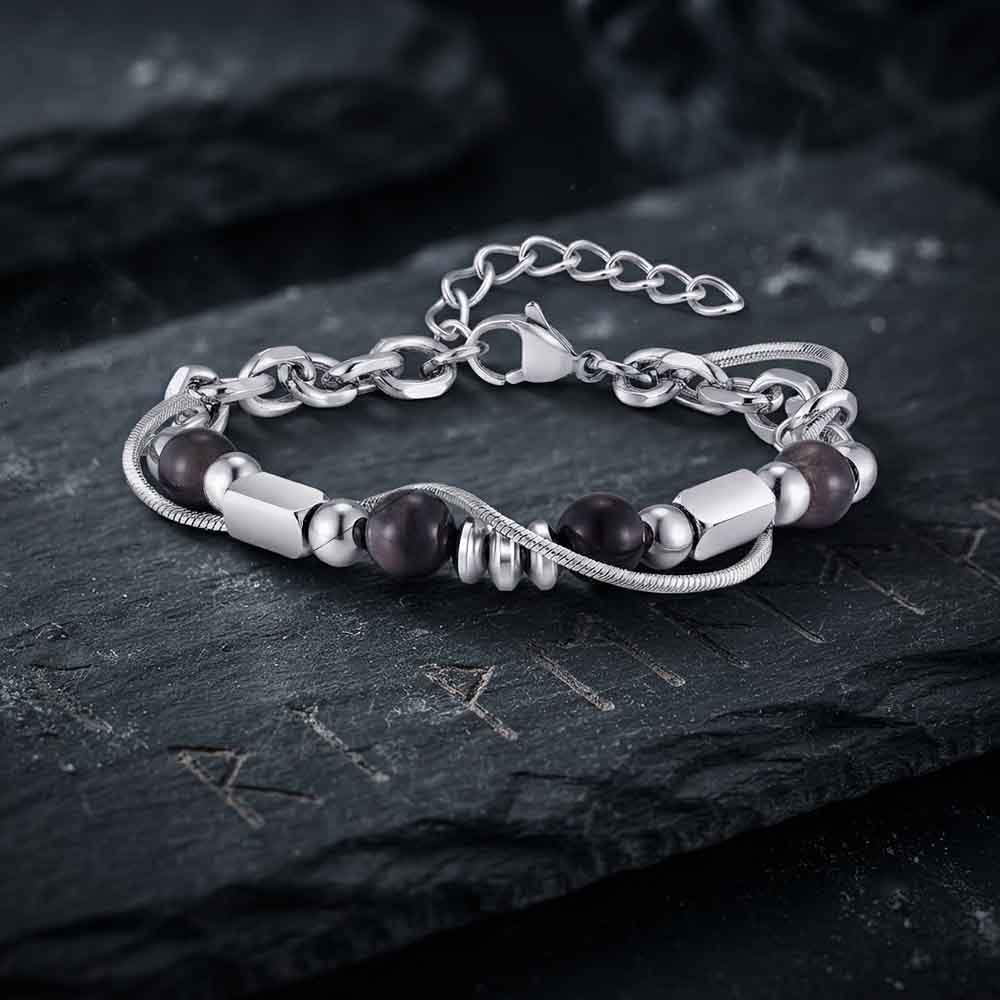 Versatile Natural Stone Beads Stainless Steel Bracelet