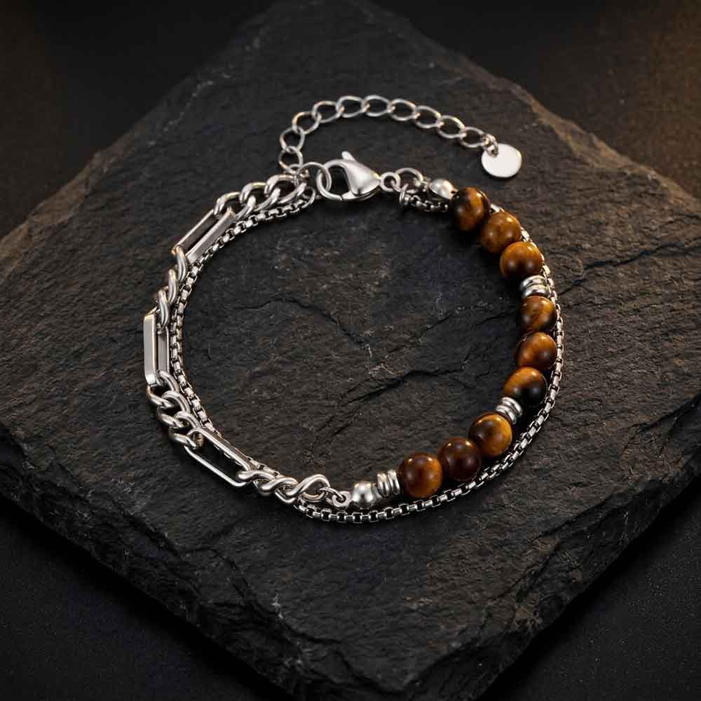 Versatile Natural Stone Beads Stainless Steel Bracelet