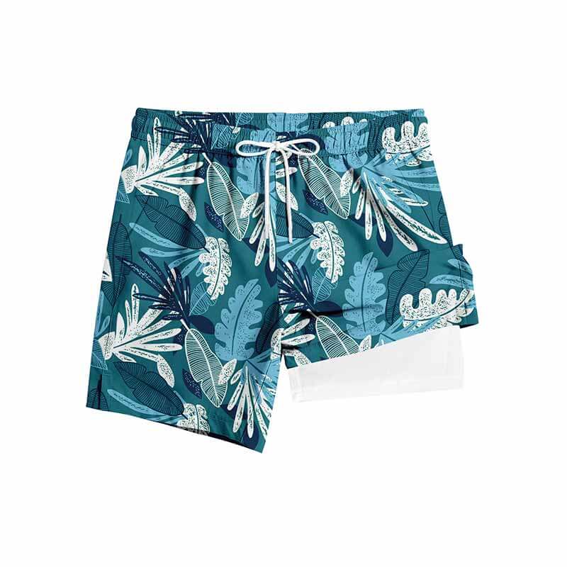 Versatile Plant Print Double-Layer Beach Shorts 03 | Gthic.com