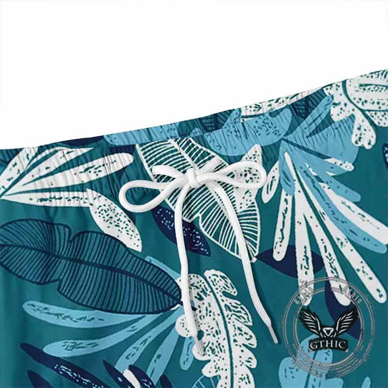 Versatile Plant Print Double-Layer Beach Shorts