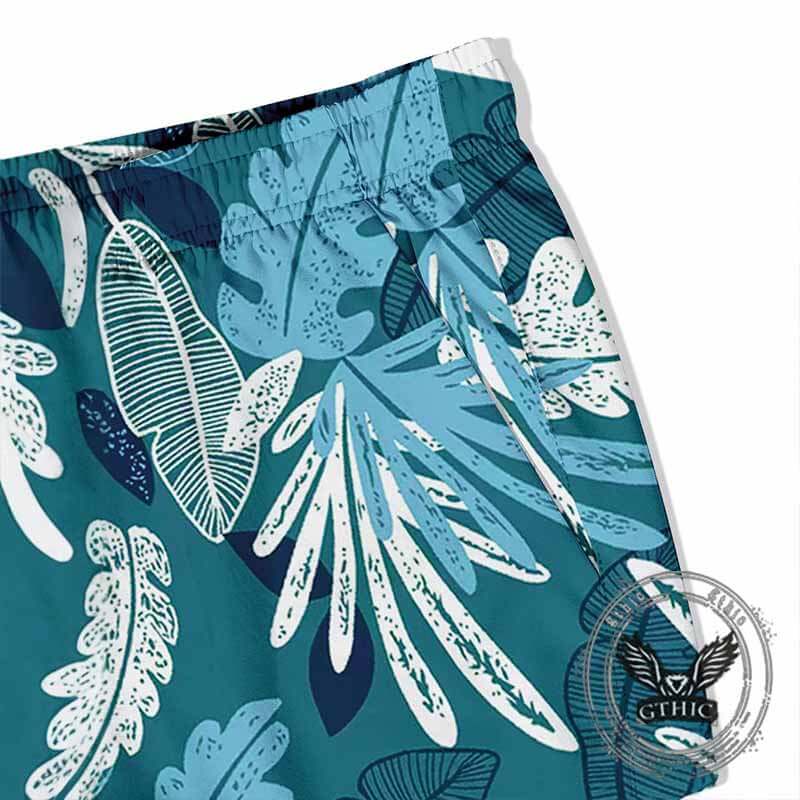 Versatile Plant Print Double-Layer Beach Shorts