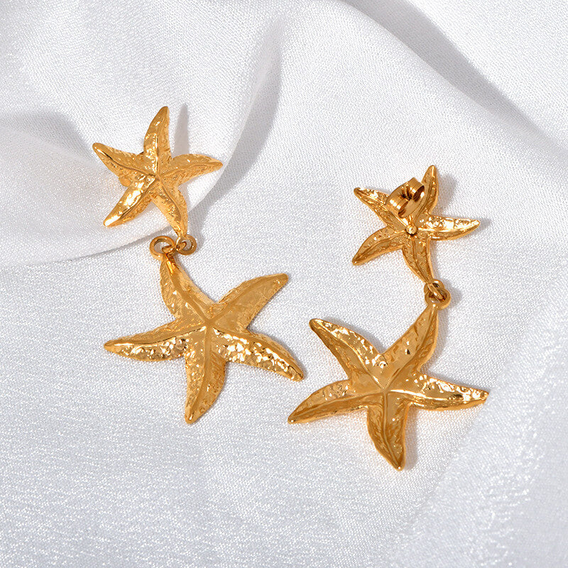 Versatile Starfish Seaweed Stainless Steel Drop Earrings | Gthic.com