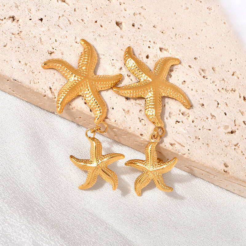 Versatile Starfish Seaweed Stainless Steel Drop Earrings | Gthic.com