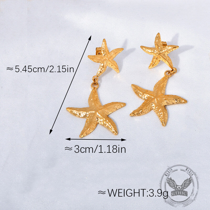 Versatile Starfish Seaweed Stainless Steel Drop Earrings | Gthic.com