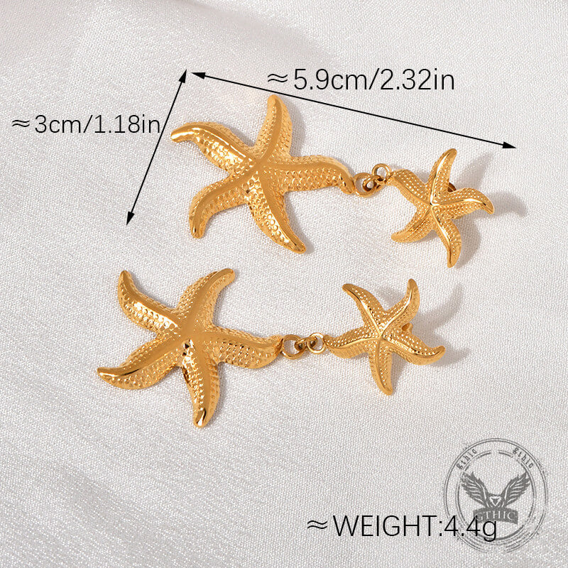 Versatile Starfish Seaweed Stainless Steel Drop Earrings | Gthic.com