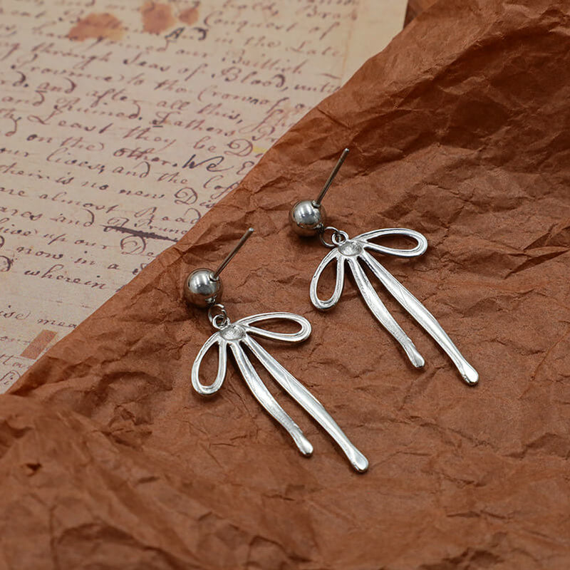 Versatile Tassel Bowknot Stainless Steel Earrings | Gthic.com