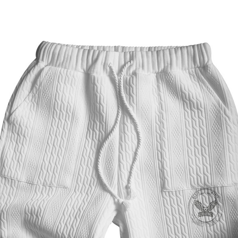 Versatile V-Neck Jacquard Casual Knit Top Pants Set