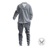 Versatile V-Neck Jacquard Casual Knit Top Pants Set