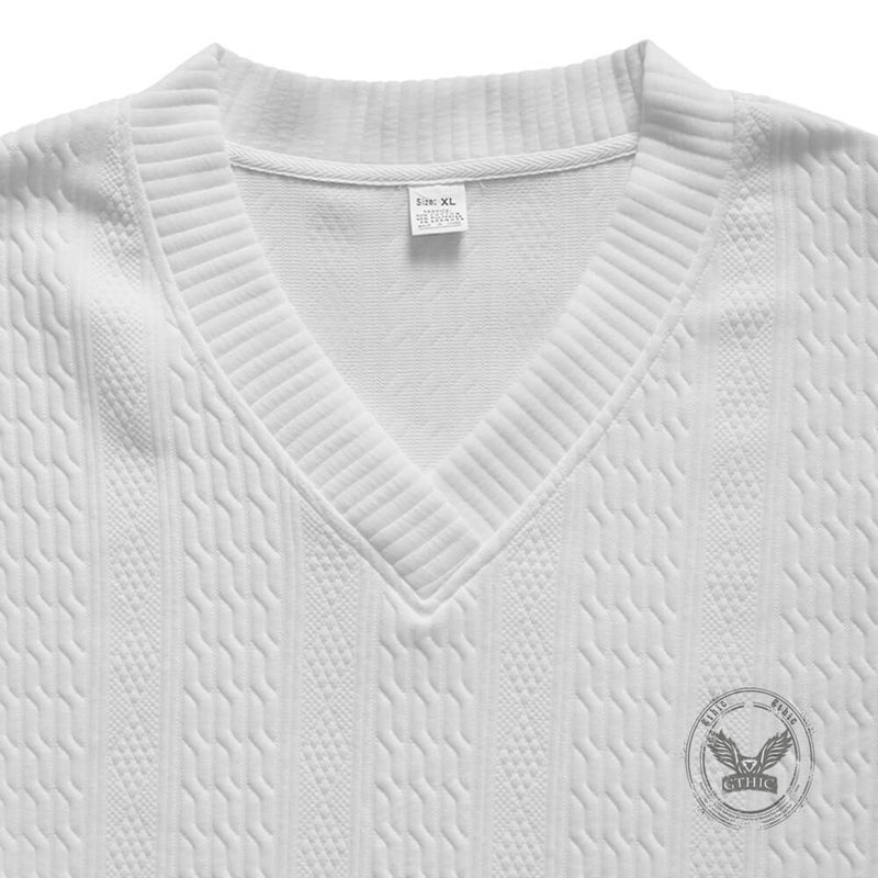 Versatile V-Neck Jacquard Casual Knit Top Pants Set