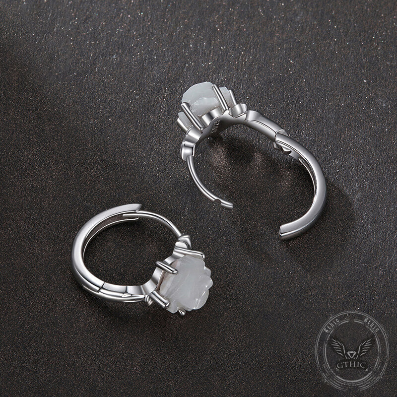 Versatile White Rose Flower Sterling Silver Buckle Earrings | Gthic.com