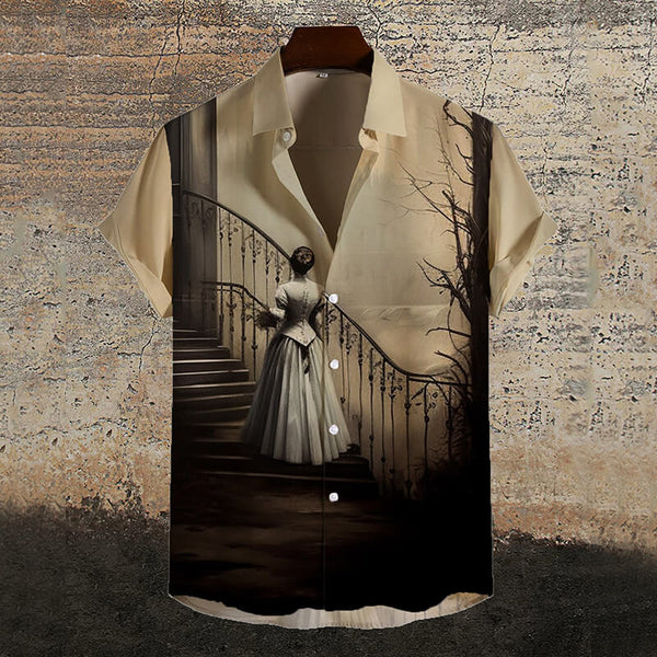 Victorian Castle in the Mist Short Sleeve Shirt | Gthic.com