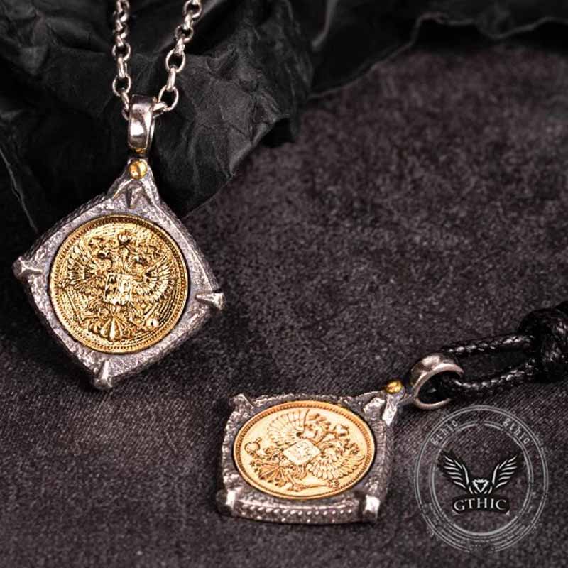 Victory Wings Double Headed Eagle Sterling Silver Pendant