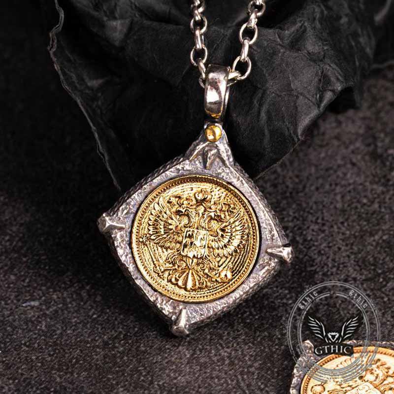 Victory Wings Double Headed Eagle Sterling Silver Pendant