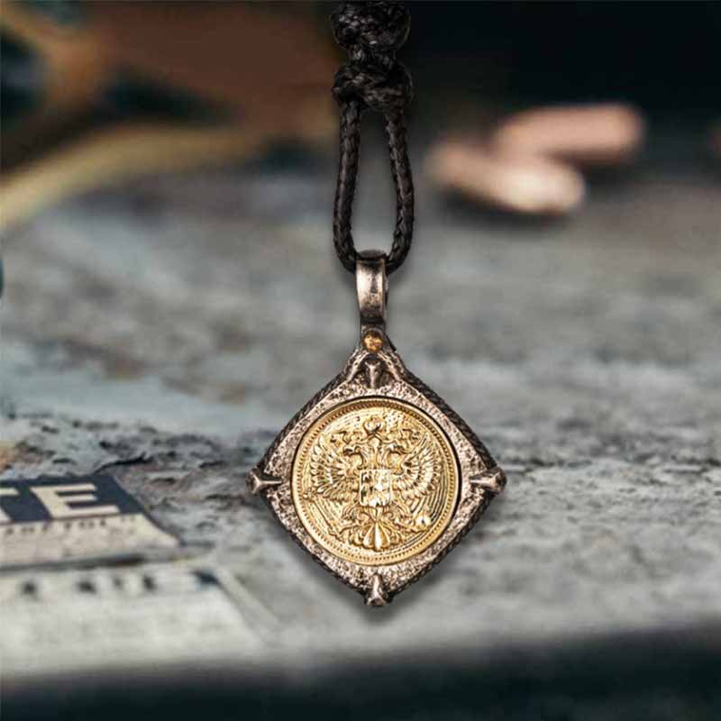 Victory Wings Double Headed Eagle Sterling Silver Pendant