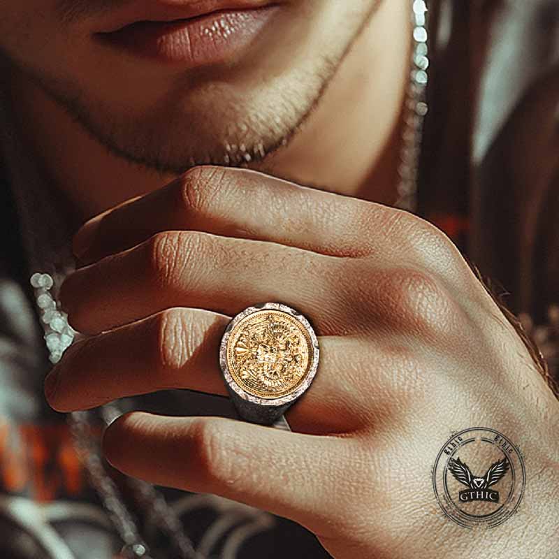 Victory Wings Double Headed Eagle Sterling Silver Ring 02 | Gthic.com