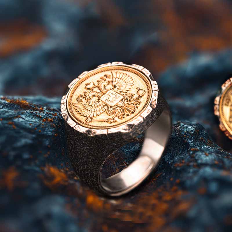 Victory Wings Double Headed Eagle Sterling Silver Ring