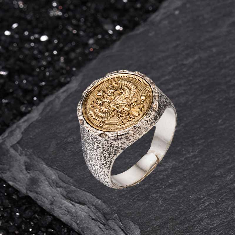 Victory Wings Double Headed Eagle Sterling Silver Ring
