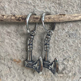 Viking Axe Wolf Stainless Steel Earrings 03 | Gthic.com