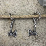 Viking Axe Wolf Stainless Steel Earrings 04 | Gthic.com