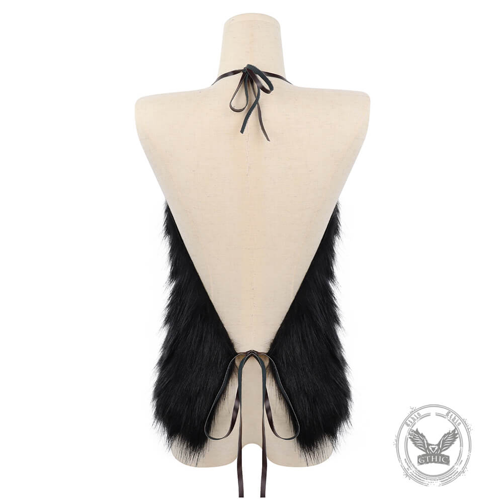 Viking Barbarian Faux Fur Halter Cosplay Costume