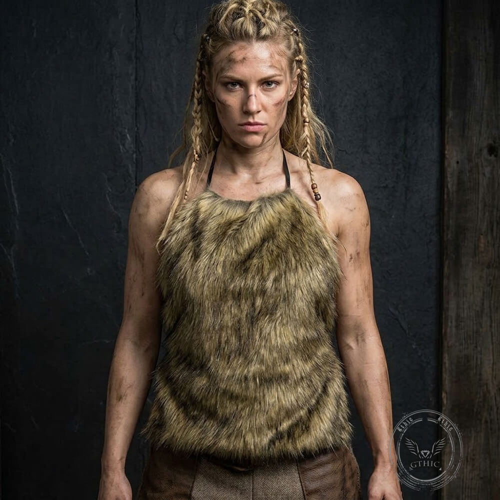 Viking Barbarian Faux Fur Halter Cosplay Costume | Gthic.com