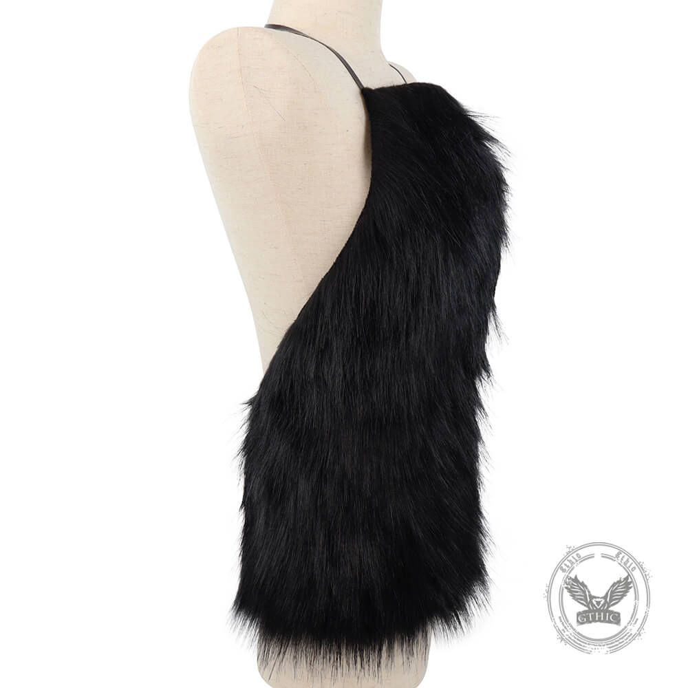 Viking Barbarian Faux Fur Halter Cosplay Costume