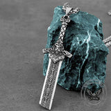 Viking Broken Sword Stainless Steel Amulet Pendant | Gthic.com