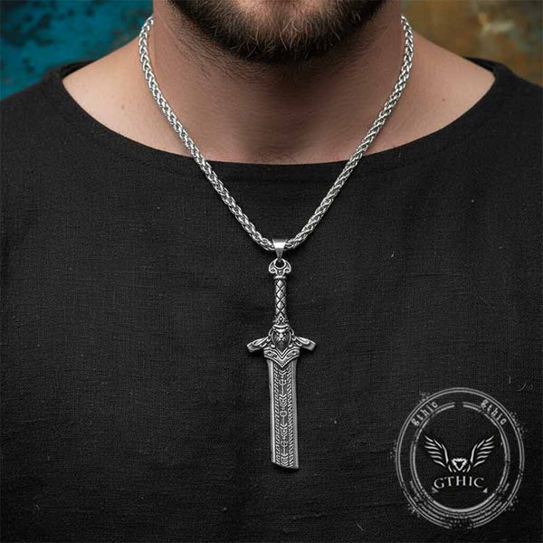 Viking Broken Sword Stainless Steel Amulet Pendant | Gthic.com