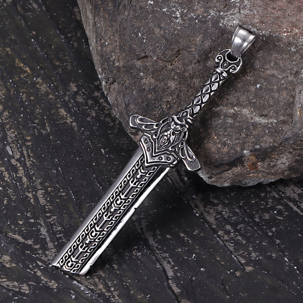 Viking Broken Sword Stainless Steel Amulet Pendant