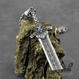 Viking Broken Sword Stainless Steel Amulet Pendant | Gthic.com