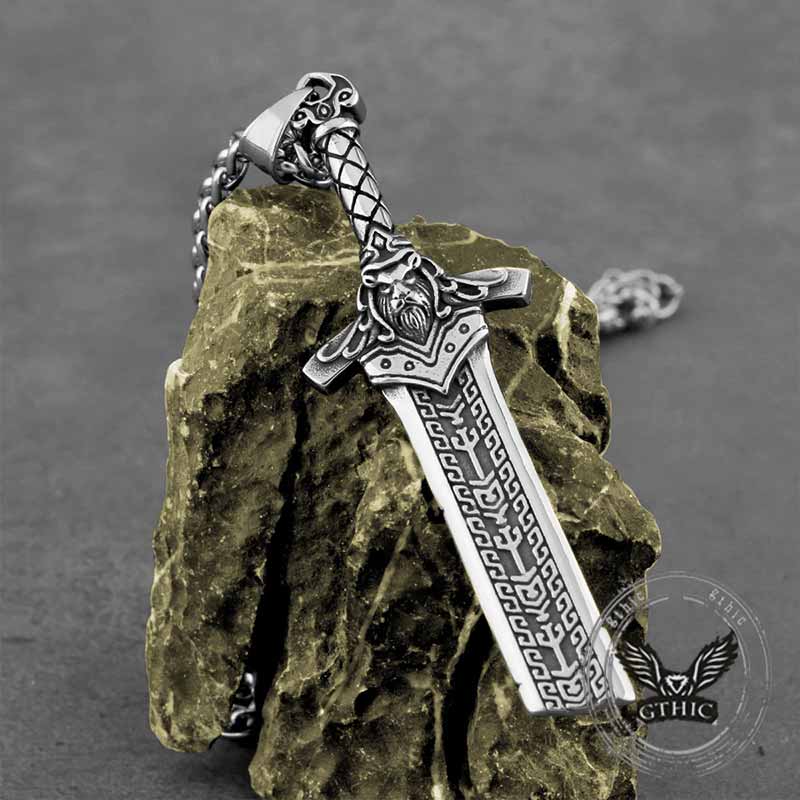 Viking Broken Sword Stainless Steel Amulet Pendant | Gthic.com