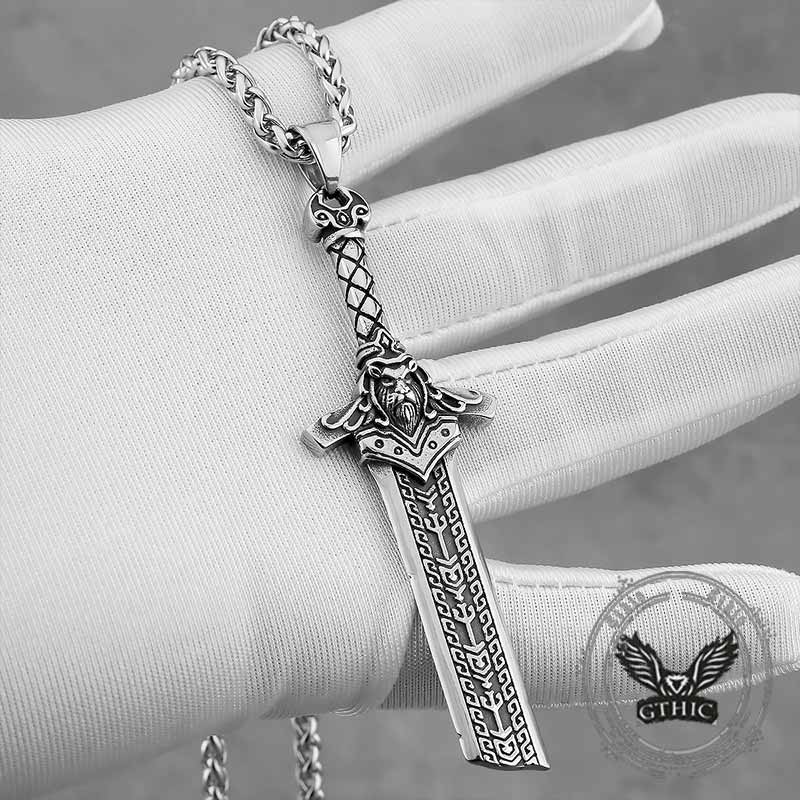 Viking Broken Sword Stainless Steel Amulet Pendant