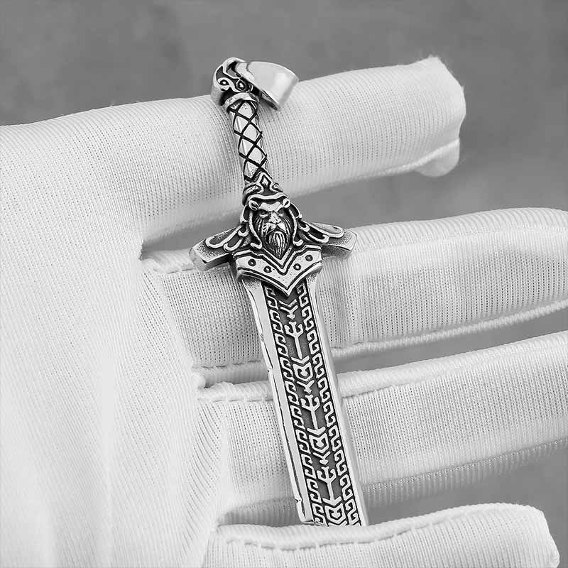 Viking Broken Sword Stainless Steel Amulet Pendant