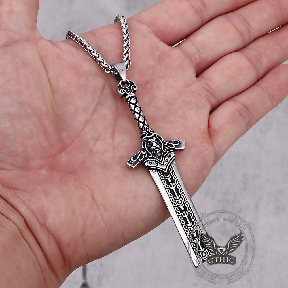 Viking Broken Sword Stainless Steel Amulet Pendant