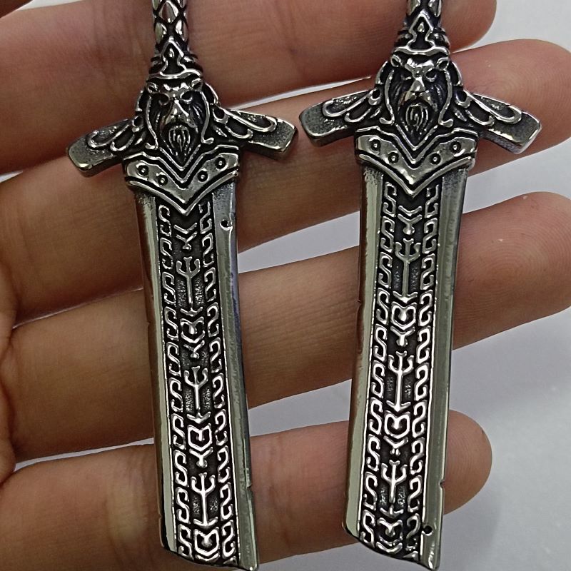 Viking Broken Sword Stainless Steel Amulet Pendant