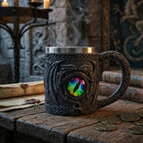 Viking Celtic Knot Dragon Devil Eye Stainless Steel Mug | Gthic.com